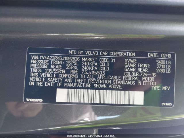 YV4A22RK6J1092836 Volvo Xc60 T6 Momentum