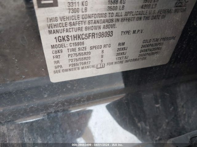 1GKS1HKC5FR198093 GMC Yukon Xl 1500 Slt