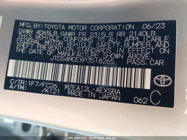 Toyota COROLLA SE 2023 JTDS4MCEXP3518265 Image 9