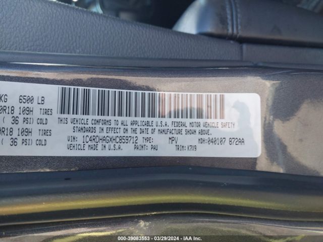 1C4RDHAGXHC859712 Dodge Durango Sxt Rwd