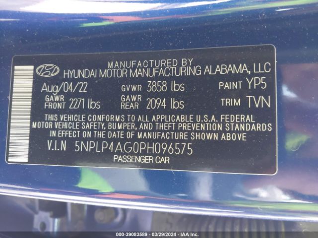 5NPLP4AG0PH096575 Hyundai Elantra Limited
