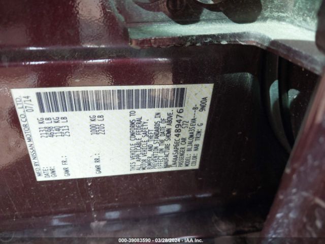 1N4AA5AP6EC489476 Nissan Maxima 3.5 S/3.5 Sv