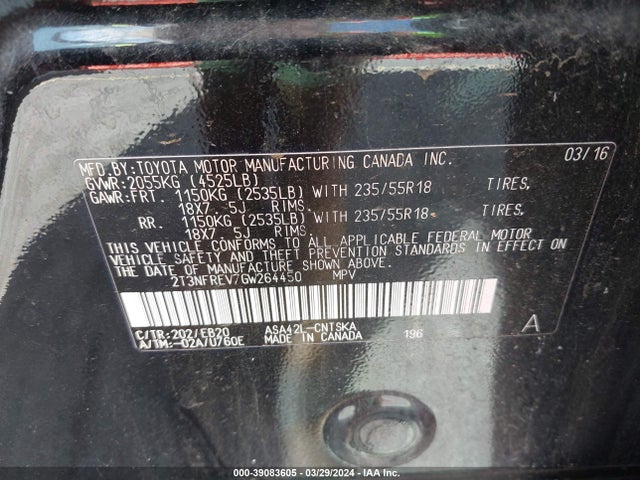 Toyota RAV4 SE 2016 2T3NFREV7GW264450 Image 9