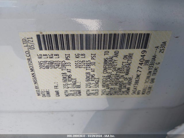Nissan Rogue Sv Intelligent Awd 2021 5N1AT3BB2MC774049 Image 9