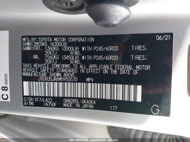 Toyota 4runner Limited 2021 JTEKU5JR6M5950570 Image 9