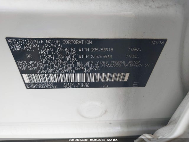 Toyota RAV4 SE 2016 JTMNFREVXGJ077718 Image 9