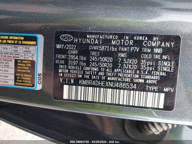 Hyundai Palisade Sel 2022 KM8R4DHEXNU488534 Image 9