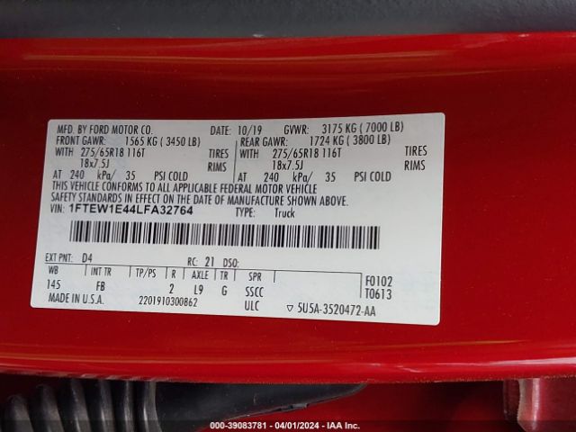 1FTEW1E44LFA32764 Ford F-150 Xlt