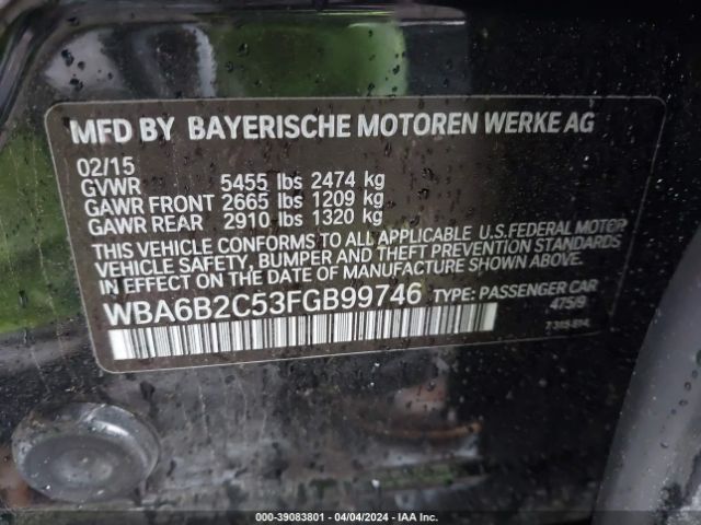 WBA6B2C53FGB99746 BMW 650i Gran Coupe