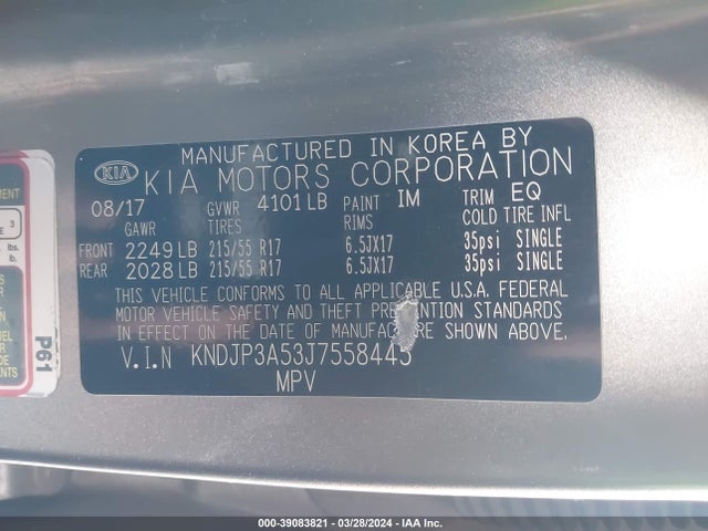 KIA SOUL + 2018 KNDJP3A53J7558445 Image 9
