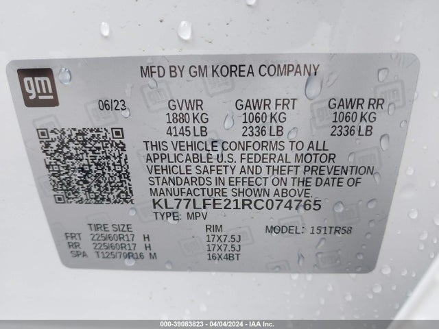Chevrolet Trax Fwd Sp 2024 KL77LFE21RC074765 Image 9