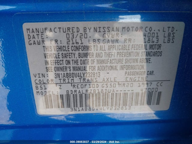 Nissan Sentra Sr Xtronic Cvt 2020 3N1AB8DV4LY232813 Image 9