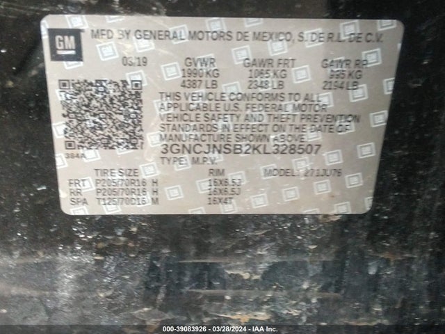 Chevrolet TRAX LS 2019 3GNCJNSB2KL328507 Image 9