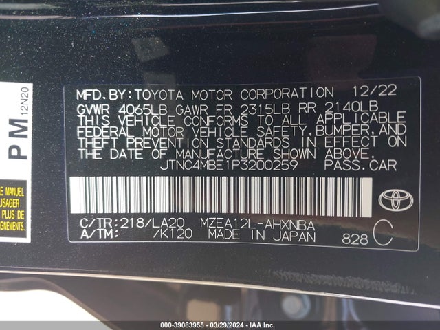 Toyota Corolla Xse 2023 JTNC4MBE1P3200259 Image 9