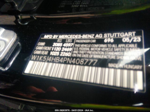 W1K5J4HB4PN408777 Mercedes-Benz Cla 250 Coupe 4matic