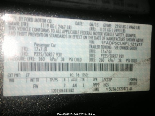 1FADP5CU6FL121217 Ford C-max Energi Sel