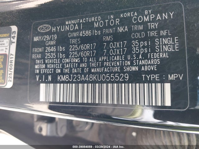 Hyundai TUCSON SE 2019 KM8J23A48KU055529 Image 9