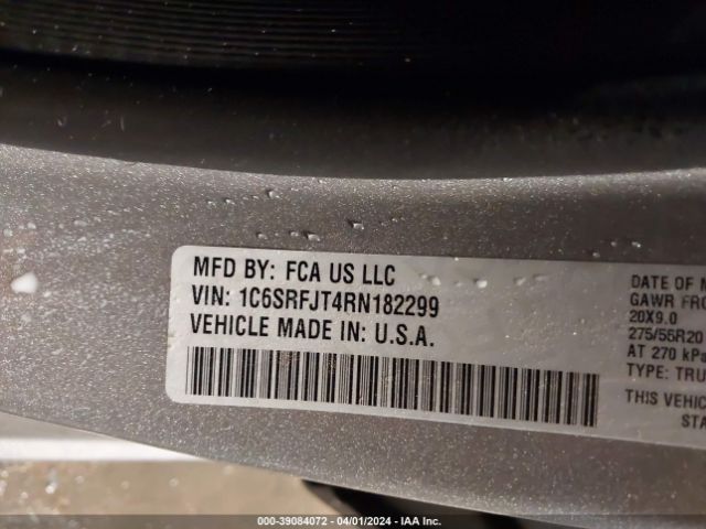1C6SRFJT4RN182299 RAM 1500 Laramie  4x4 5'7 Box