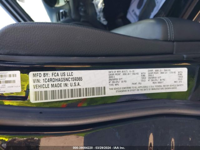 1C4RDHAG5NC159365 Dodge Durango Sxt Rwd