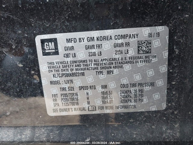 Chevrolet Trax Lt 2019 KL7CJPSB6KB923198 Image 9