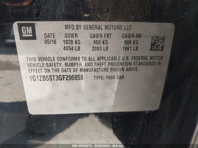 Chevrolet MALIBU LS 2016 1G1ZB5ST3GF296850 Image 9