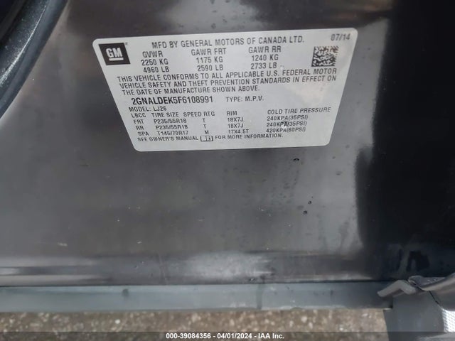 Chevrolet Equinox Ltz 2015 2GNALDEK5F6108991 Image 9