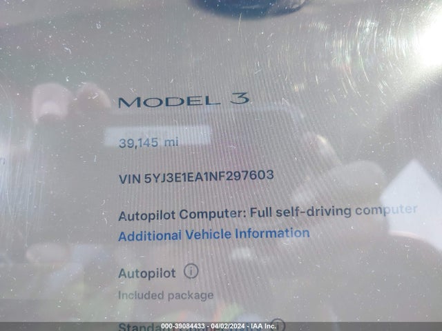 Tesla Model 3 Rear-wheel Drive 2022 5YJ3E1EA1NF297603 Image 14