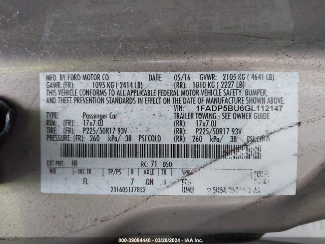 Ford C-max Hybrid Sel 2016 1FADP5BU6GL112147 Image 9