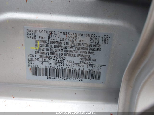 Nissan Sentra Sv Xtronic Cvt 2023 3N1AB8CV1PY272905 Image 9