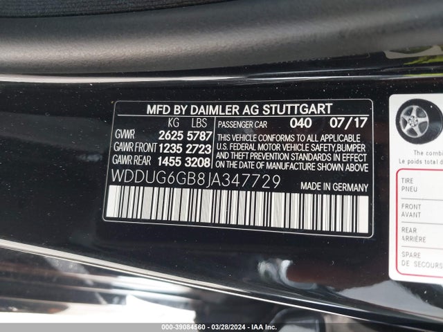 WDDUG6GB8JA347729 Mercedes-Benz S 450 4matic