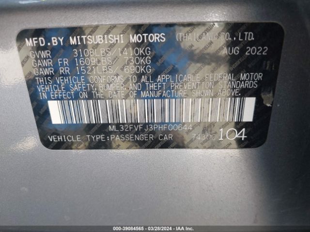 ML32FVFJ3PHF00644 Mitsubishi Mirage G4 Se
