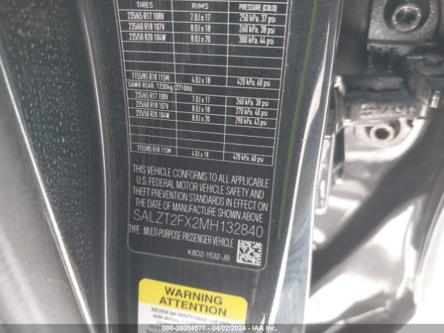 SALZT2FX2MH132840 Land Rover Range Rover Evoque R-dynamic S