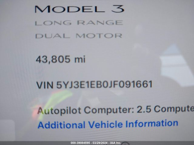 5YJ3E1EB0JF091661 Tesla Model 3 Long Range/performance