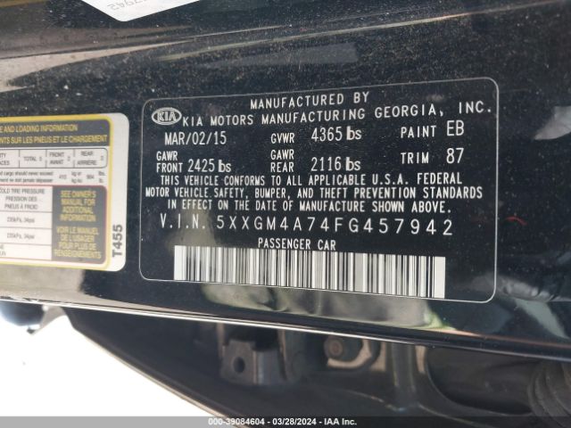 5XXGM4A74FG457942 KIA Optima Lx