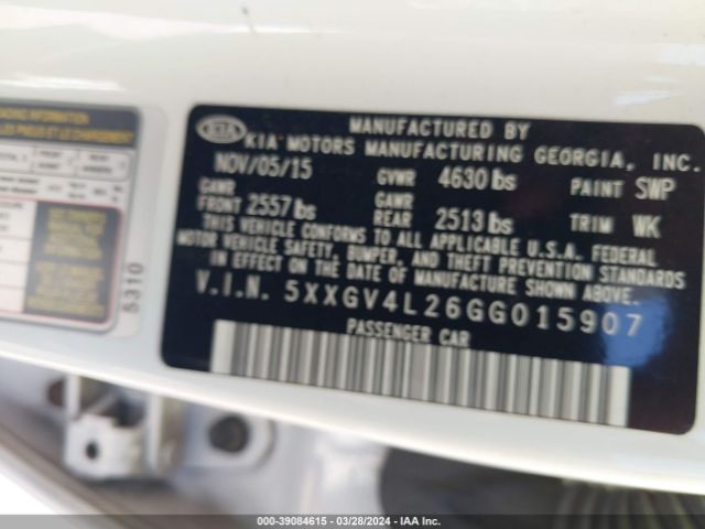 5XXGV4L26GG015907 KIA Optima Sxl Turbo