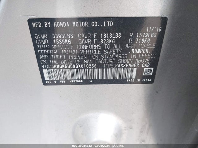 Honda FIT LX 2016 JHMGK5H59GX010256 Image 9