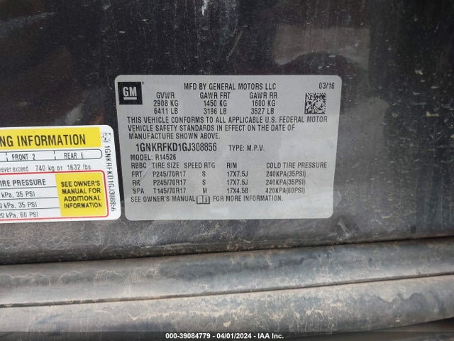 Chevrolet Traverse Ls 2016 1GNKRFKD1GJ308856 Image 9