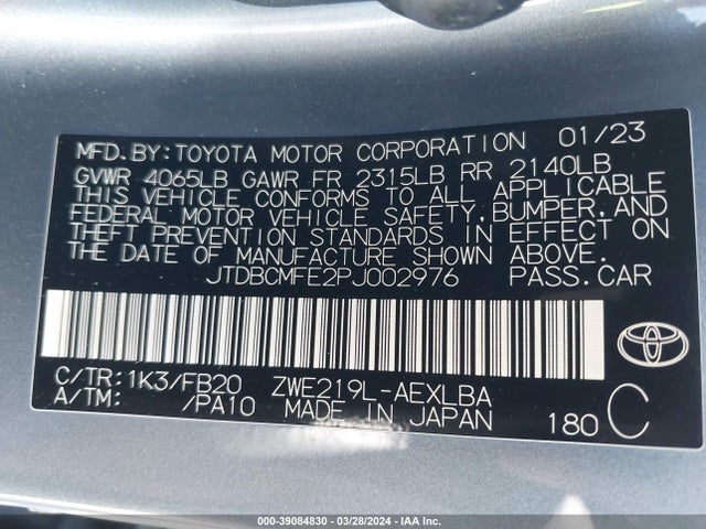 Toyota Corolla Hybrid Le 2023 JTDBCMFE2PJ002976 Image 9