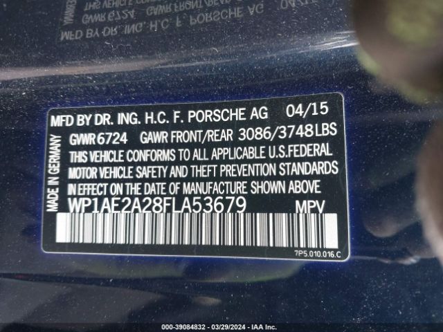 2015 PORSCHE CAYENNE E-HYBRID WP1AE2A28FLA53679 Photo 8