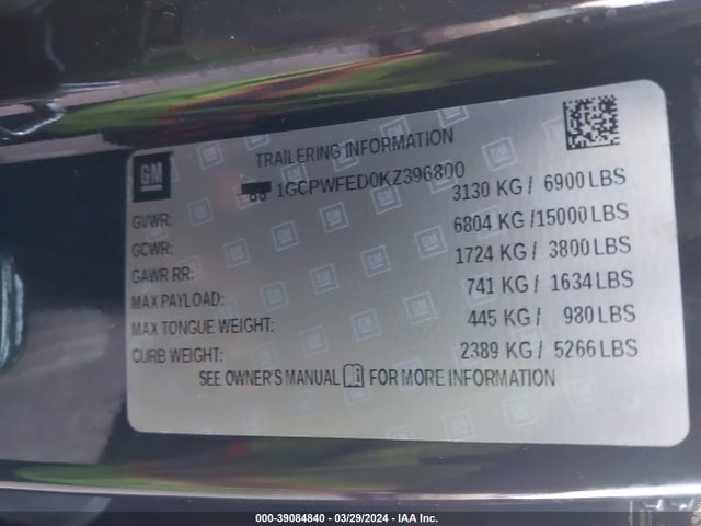 Chevrolet Silverado 1500 2019 1GCPWFED0KZ396800 Image 9