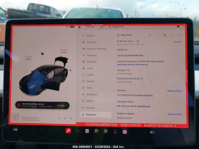 5YJ3E1EA2MF987259 Tesla Model 3 Standard Range Plus Rear-wheel Drive