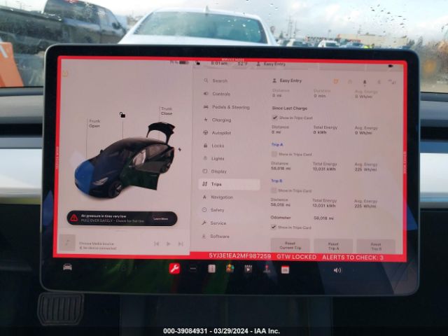 5YJ3E1EA2MF987259 Tesla Model 3 Standard Range Plus Rear-wheel Drive