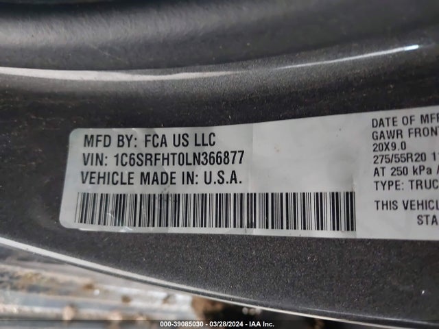 RAM 1500 Limited  4x4 5'7 Box 2020 1C6SRFHT0LN366877 Image 9