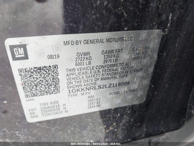 1GKKNRLS2LZ118504 GMC Acadia Fwd Sle