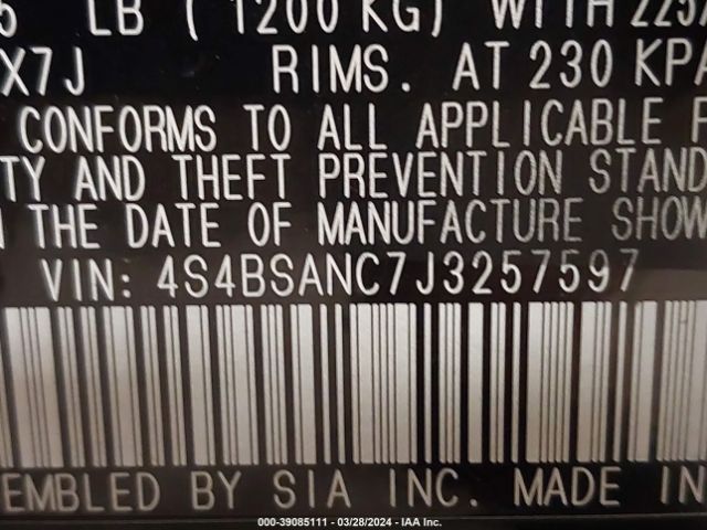 4S4BSANC7J3257597 Subaru Outback 2.5i Limited