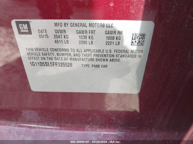 Chevrolet MALIBU 2LT 2015 1G11D5SL5FF325528 Image 9
