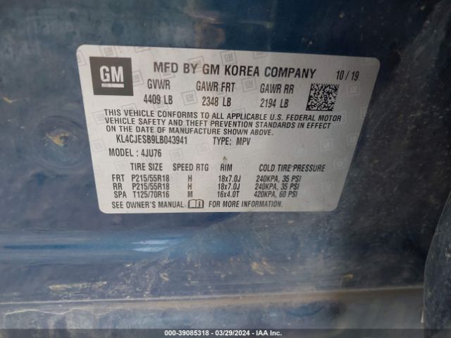 KL4CJESB9LB043941 Buick Encore Awd Preferred