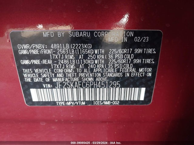 Subaru Forester Premium 2023 JF2SKAEC6PH451295 Image 9