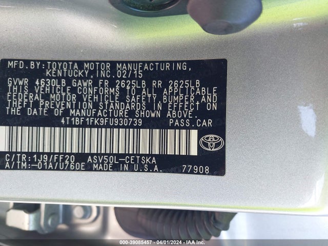 Toyota CAMRY SE 2015 4T1BF1FK9FU930739 Image 9