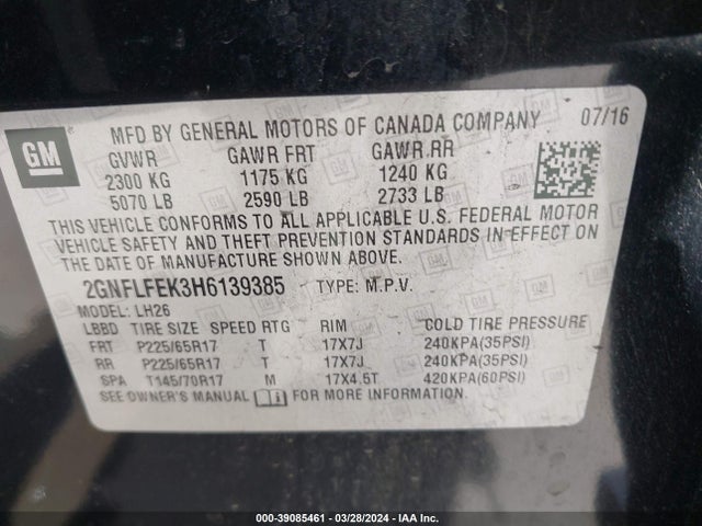 Chevrolet EQUINOX LT 2017 2GNFLFEK3H6139385 Image 9